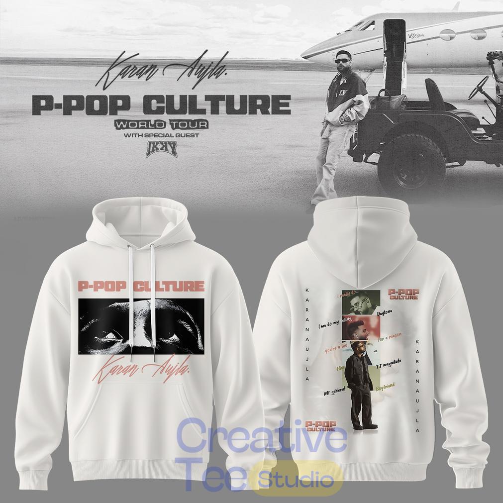Karan Aujla P-Pop Culture World Tour Signature White Hoodie