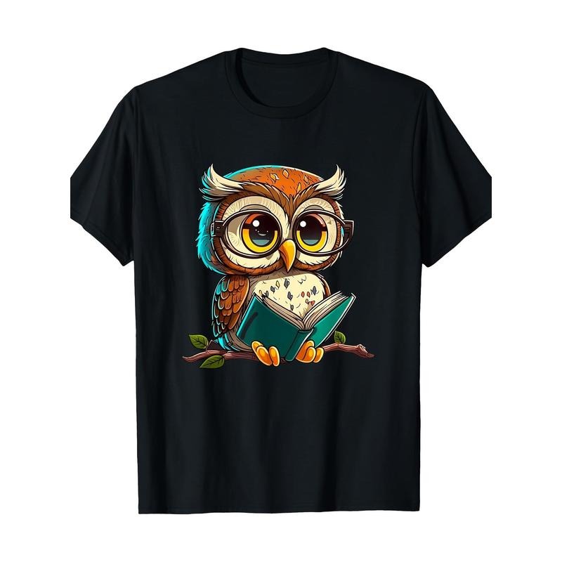 Kawaii Owl Reading - Reading Bookworm Library Book T-shirt, Men's T-shirt Made in USA Hoodie, Sweatshirt | TeeBloomCo.com