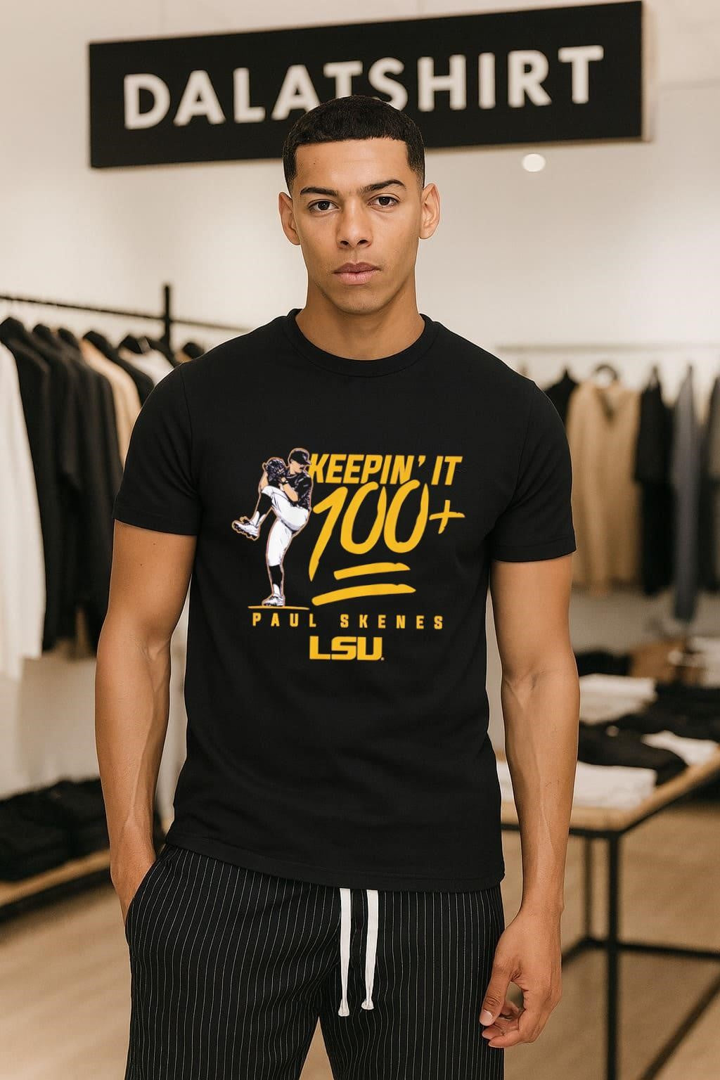 Keeping’ It 100 Paul Skenes LSU Pitcher Graphic shirt