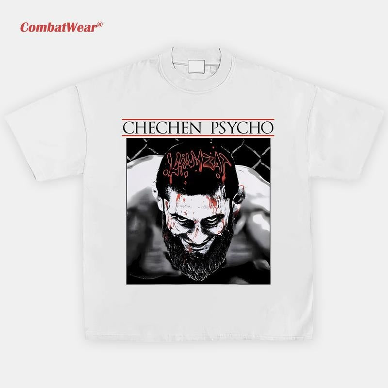 Khamzat Chimaev Chechen Psycho Tee, Khamzat Chimaev UFC Champion T-Shirt, Vintage Boxing Tee, Streetwear Boxing Graphic...
