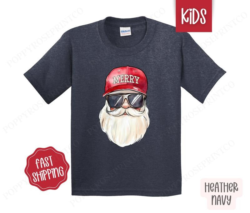 Kids Christmas Shirt - Cool Santa Children's Tshirt - Youth Holiday Tee Gildan Hoodie, Sweatshirt | TeeBloomCo.com