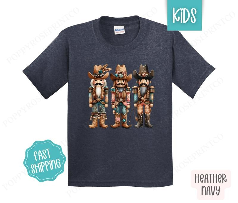 Kids Christmas Shirt - Cowboy Nutcracker Children's Tshirt - Youth Holiday Tee Gildan Hoodie, Sweatshirt | TeeBloomCo.com