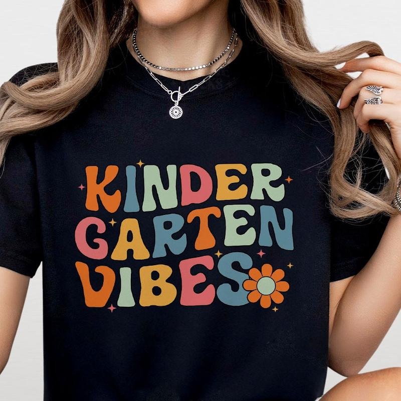 Kindergarten Vibes Shirt, Teacher Shirt, Kindergarten Tee For Teacher, Teacher Appreciation Gifts, Cute Teacher Tee,...