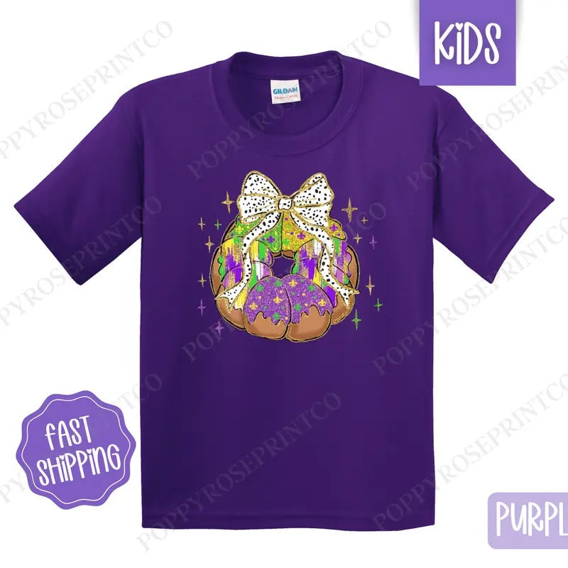 King Cake Kids Shirt - Mardi Gras Children's Tshirt - Cute Youth Tee Gildan Hoodie, Sweatshirt | TeeBloomCo.com