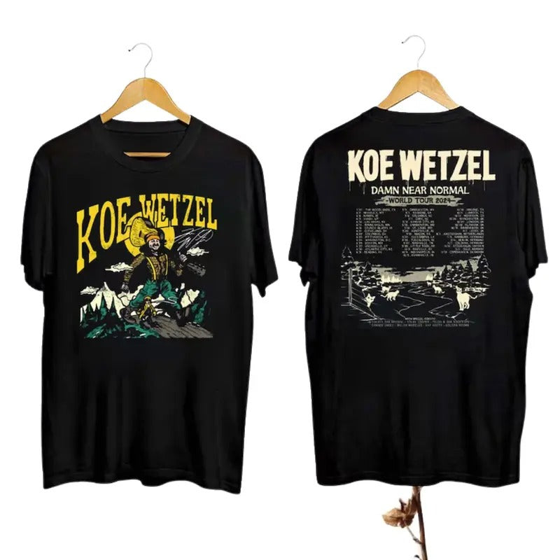Koe Wetzel Graphic Shirt, Koe Wetzel Damn Near Normal Tour 2024 Shirt, Koe Wetzel Fan Gift, Koe Wetzel Rock Country...