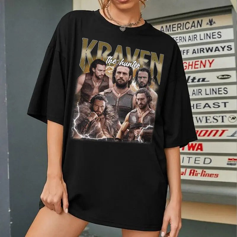 Kraven The Hunter Vintage Tshirt, Aaron Johnson Shirt, Aaron Johnson in Kraven The Hunter Sweatshirt, Gift For Movies...