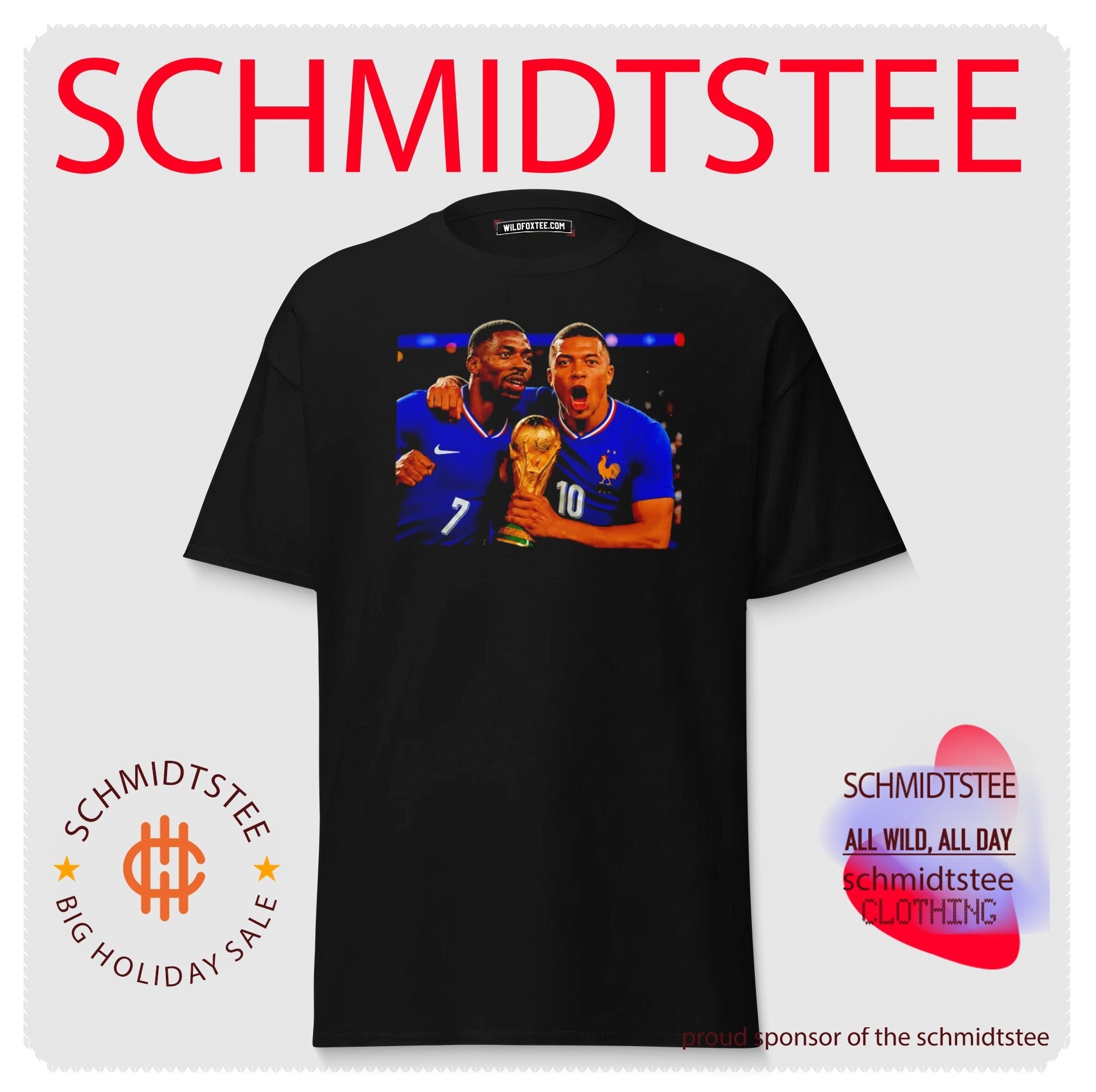 Kylian Mbappe and Ousmane Dembele France National Football Team trophy shirt
