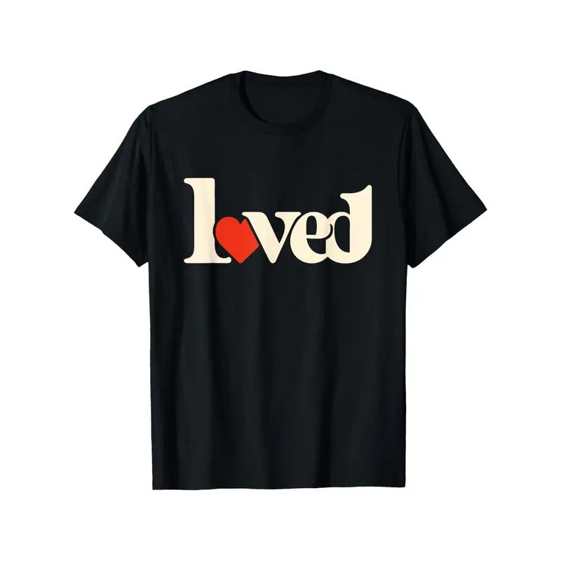 LOVED Red Heart Valentines Day Love Adults Matching Couples T-Shirt, 100% Cotton, Fabric Weight 180g, Gift for Men Women...