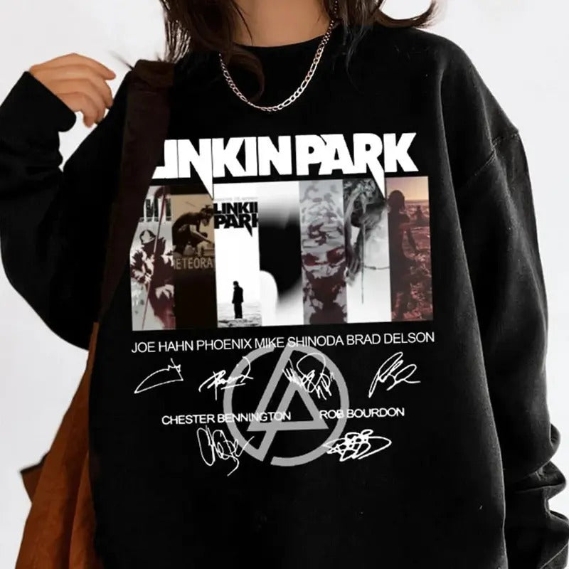 LP Logo Signatures Shirt, Heavy Metal Band Tee, Linkinn Rock Band Park Merch, Unisex Sweater Pullover Tee Hoodie, Sweatshirt