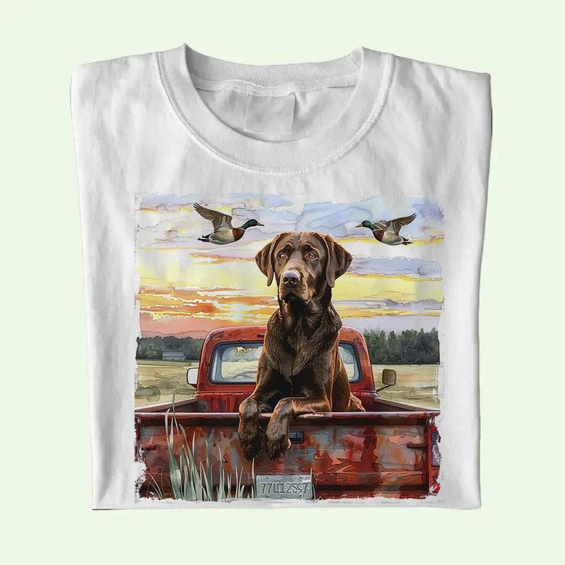 Labrador Dog Truck car Shirt Mallard Duck Hunting Season Floral Hoodie for Men & Women Cotton Menswear Sweatshirt