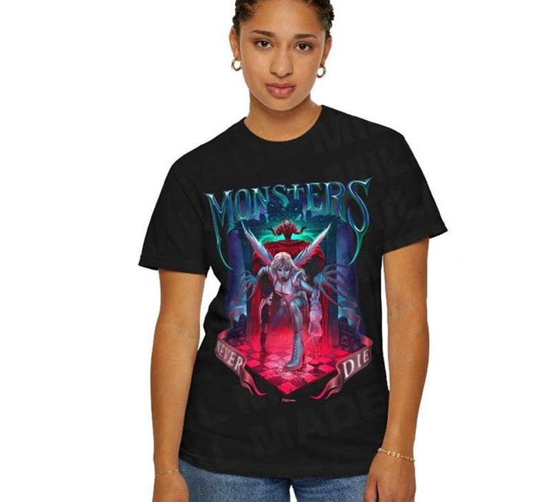 Lady Gegga Monsters Never Die T-Shirt Retro Vintage Cotton Comfort Sustainable Cotton Hoodie, Sweatshirt | TeeBloomCo.com