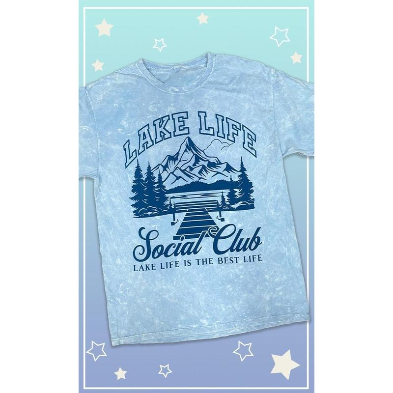 Lake Life Social Club Graphic Mineral Washed T-Shirt Hoodie, Sweatshirt | TeeBloomCo.com