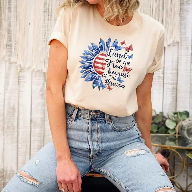 Land Of The Free Because Of The Brave Shirt, Fourth Of July T-Shirt, Freedom Tee, Independence Day, Memorial Day Shirt,...