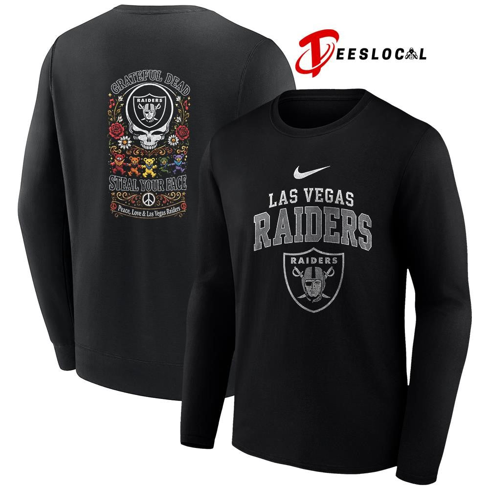 Las Vegas Raiders x Grateful Dead steal your face peace love logo shirt