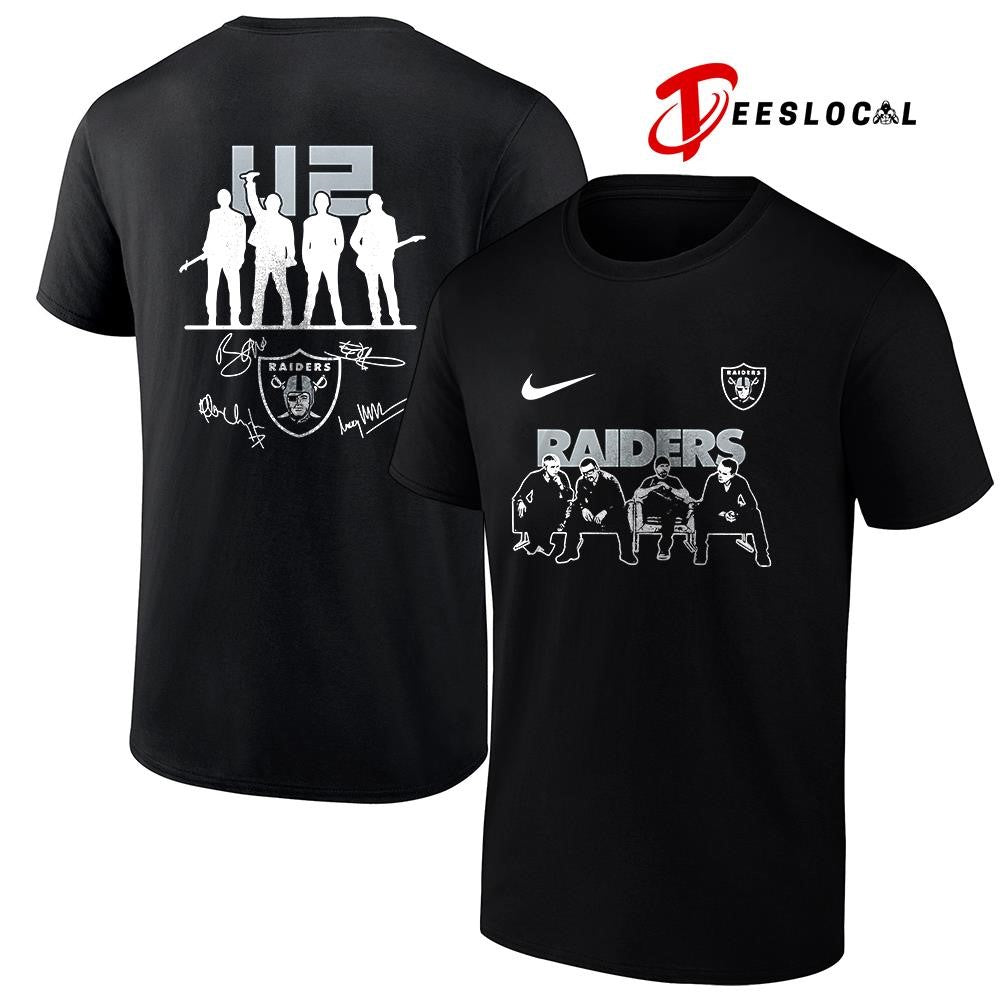 Las Vegas Raiders x U2 band signature silhouette shirt