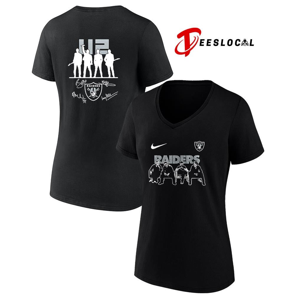 Las Vegas Raiders x U2 band signature silhouette shirt