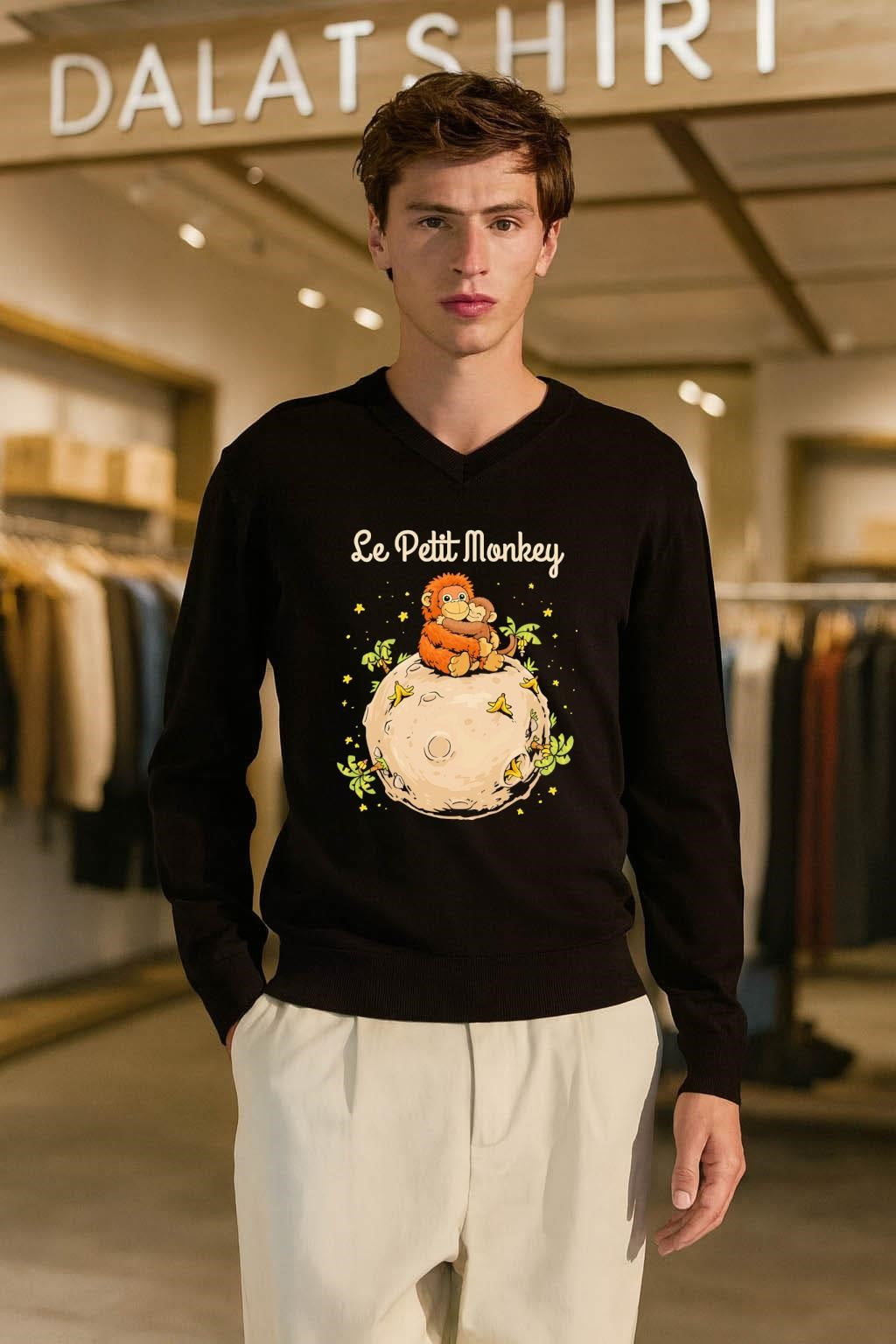 Le Petit Monkey Orangutan Hugging Baby On Moon shirt