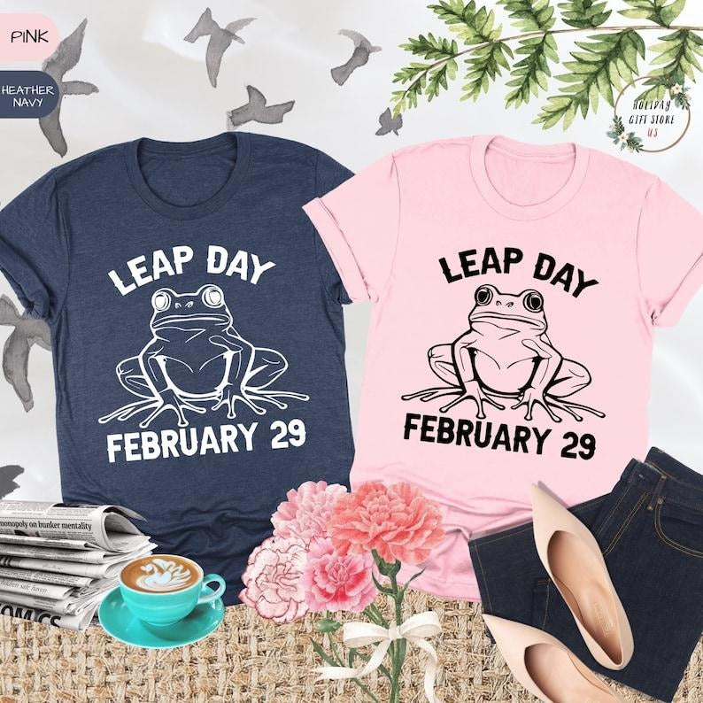 Leap Year February 29 Shirt, Leap Year Shirt, Frog Shirt, February Birthday, 2024 Hoodie and Sweater; T-shirt Cotton...
