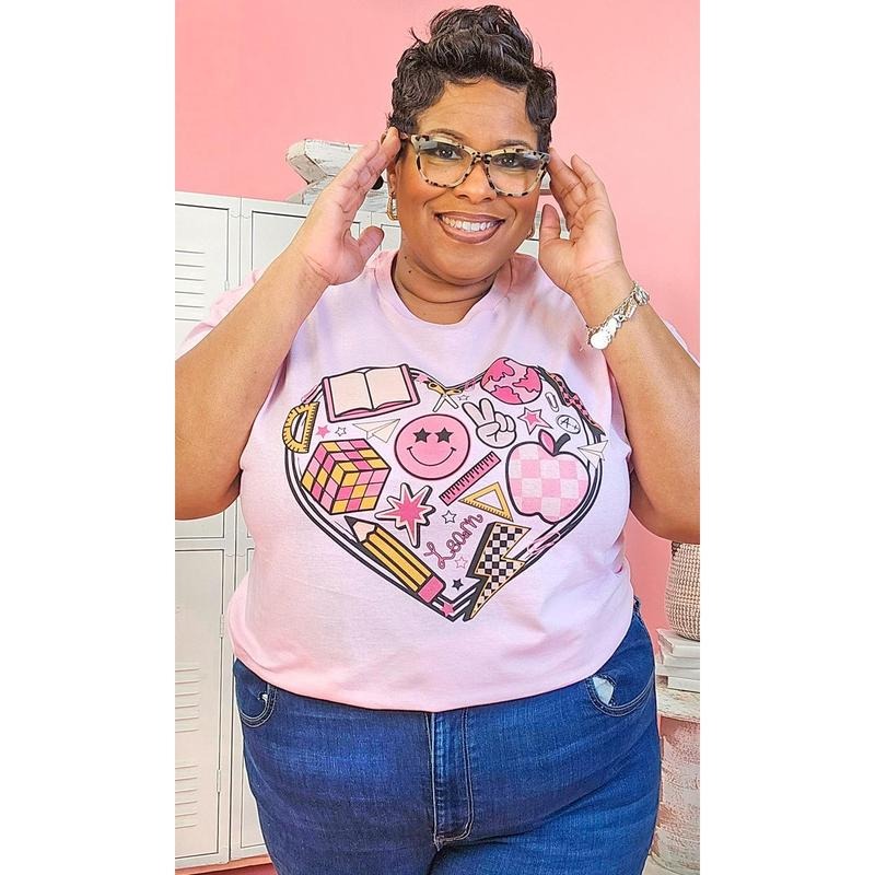 Learn Heart Teacher Graphic Shirt Hoodie, Sweatshirt | TeeBloomCo.com