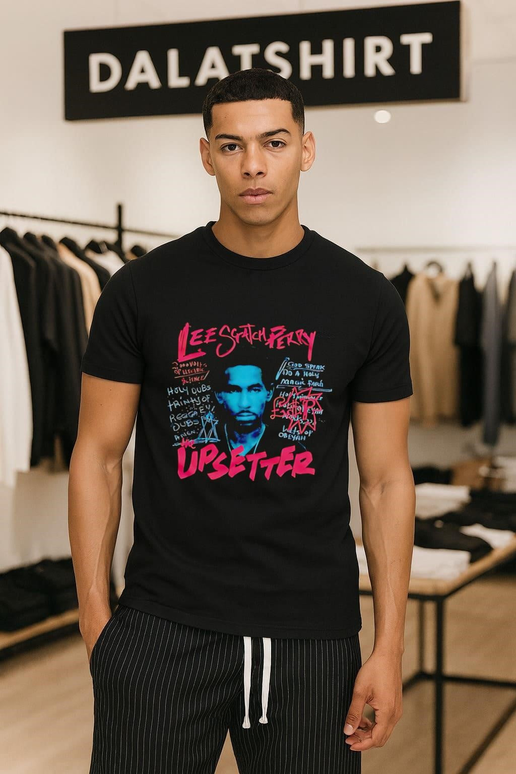Lee Scratch Perry The Upsetter Reggae Artist Script Graphic shirt