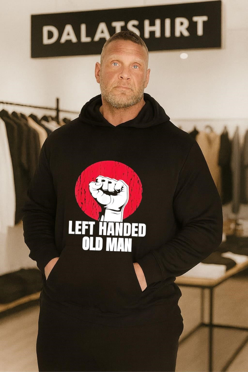 Left Handed Old Man Fist Red Circle shirt