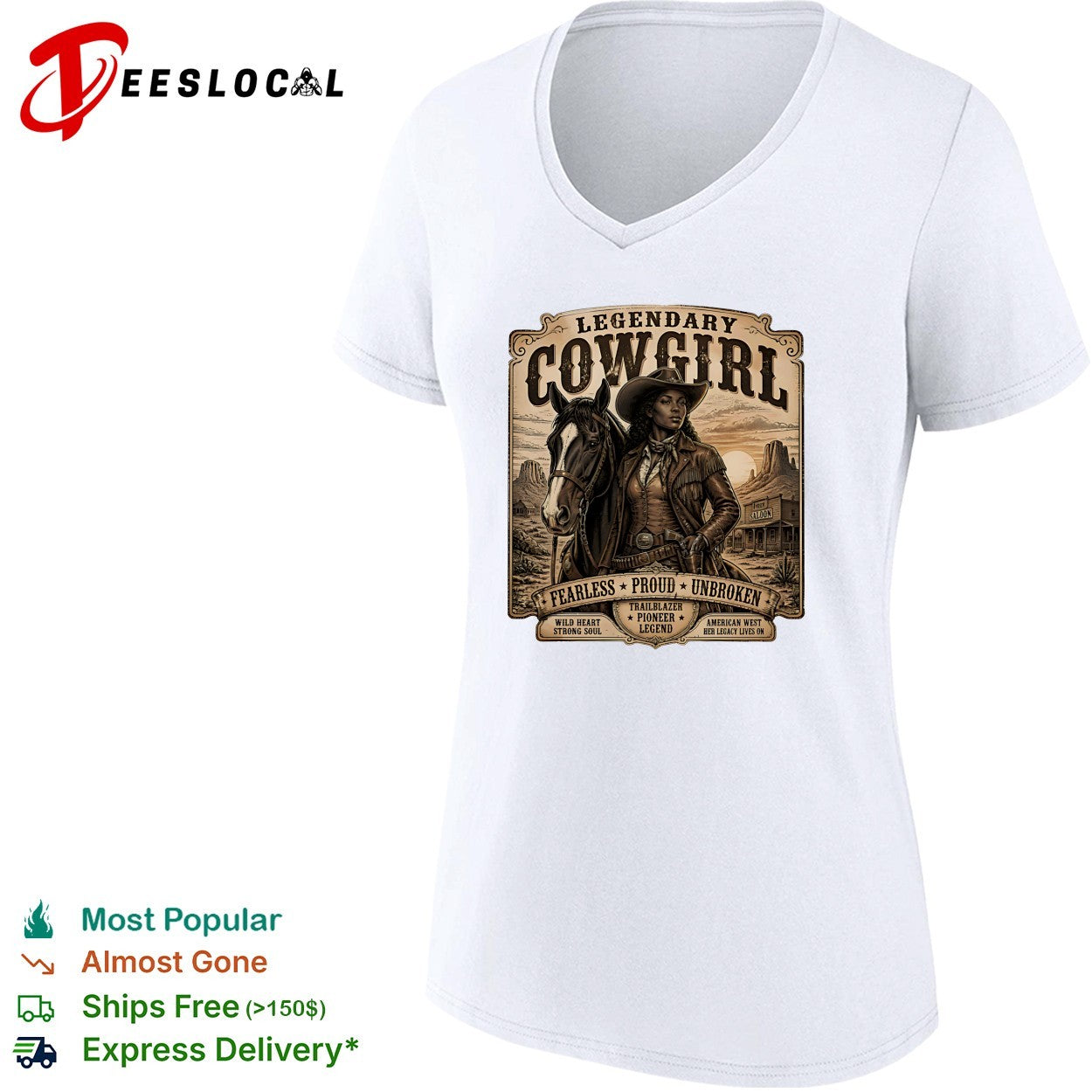 Legendary cowgirl fearless proud unbroken western horse vintage shirt