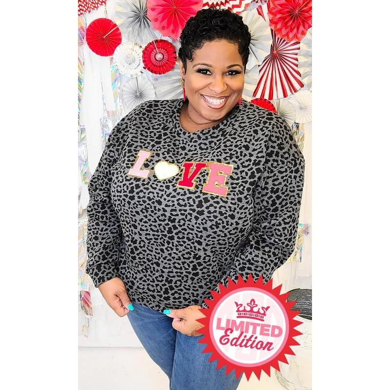 Leopard Big Heart Love Ideal Chenille Sweatshirt T-Shirts, Hoodie | TeeBloomCo.com