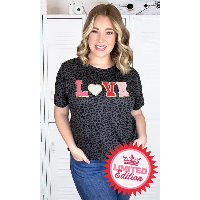 Leopard Big Heart Love Ideal Chenille T-Shirt Hoodie, Sweatshirt | TeeBloomCo.com