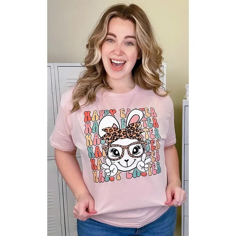 Leopard Happy Easter Bunny Graphic T-Shirt Hoodie, Sweatshirt | TeeBloomCo.com