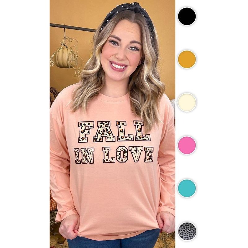 Leopard Ideal Chenille Fall in Love Graphic Boyfriend Long Sleeve T-Shirt Hoodie, Sweatshirt | TeeBloomCo.com