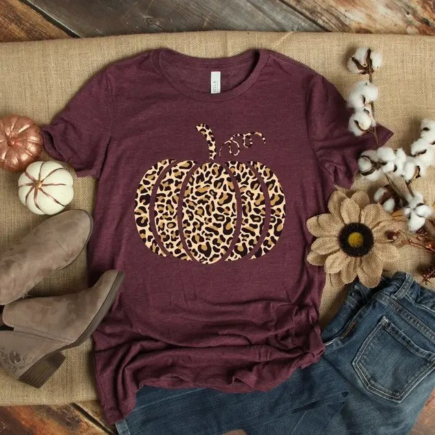 Leopard Pumpkin Shirt, Cheetah Pumpkin Shirt,Thanksgiving, Thankful Tee,Family Matching Sweatshirt Hoodie | TeeBloomCo.com