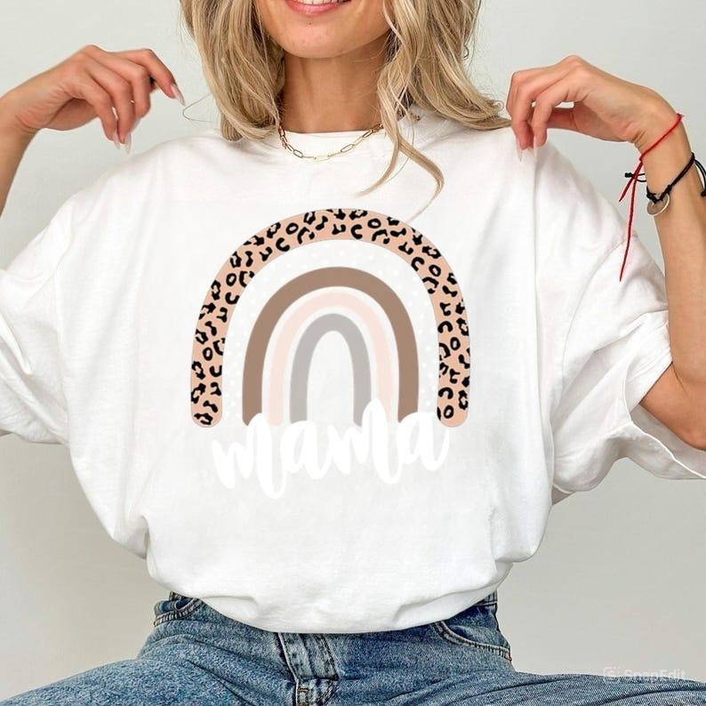 Leopard Rainbow Mama Shirt, Blessed Mama Shirt, Mom Shirt, Mother_s Day Gift, Hoodie, Sweatshirt | TeeBloomCo.com