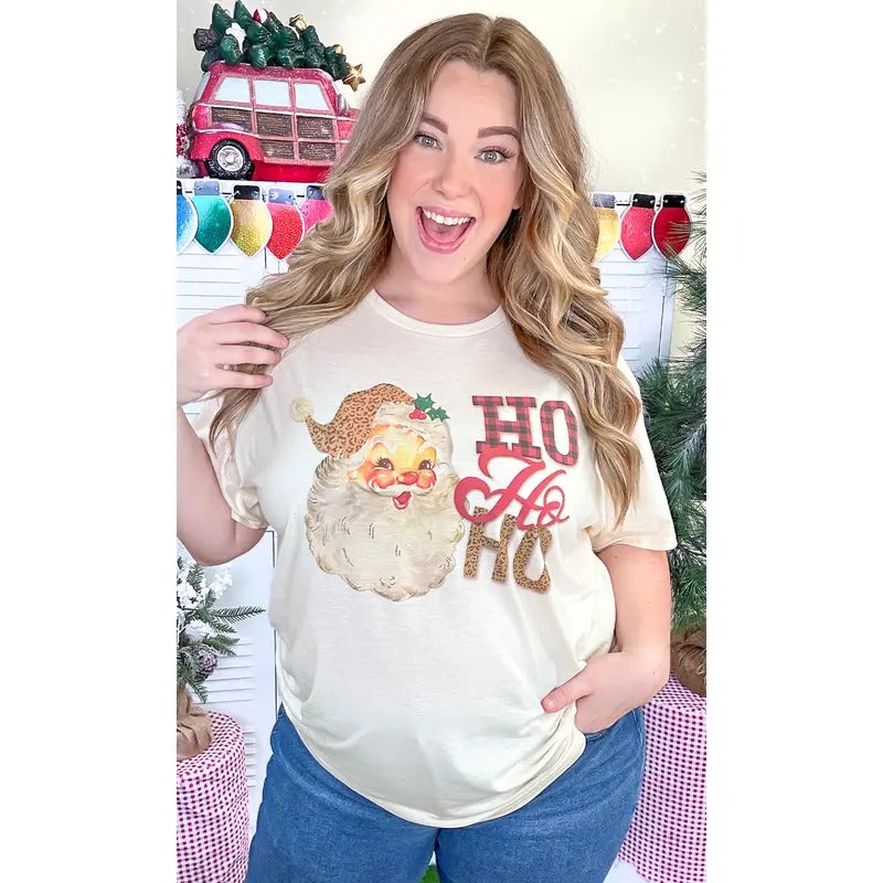 Leopard Santa Ho Ho Ho Graphic T-Shirt Hoodie, Sweatshirt | TeeBloomCo.com