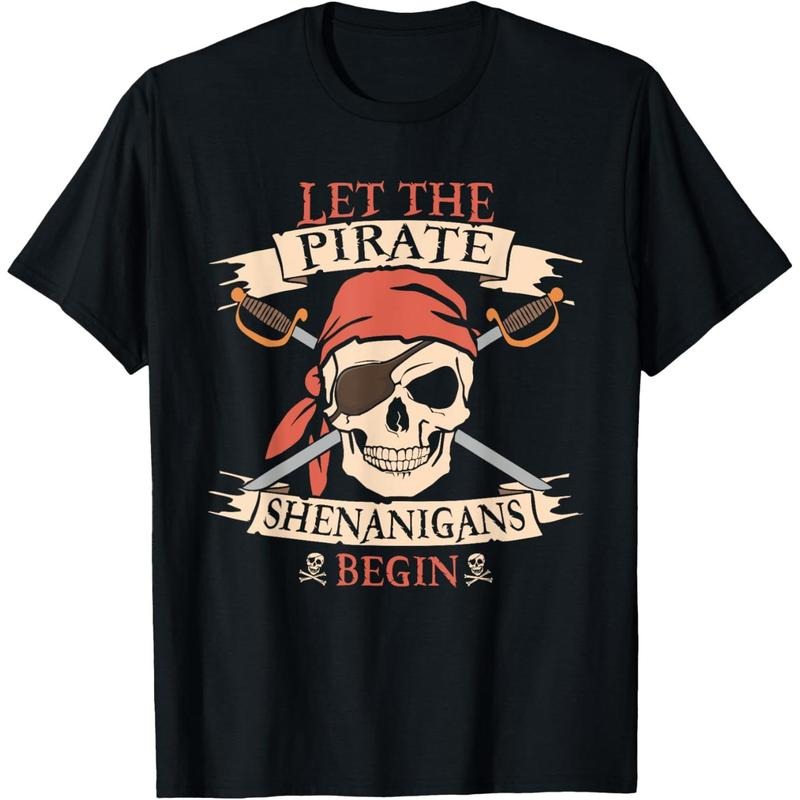 Let The Pirate Shenanigans Begin Halloween Skull Bandana Boy T-Shirt made in usa Hoodie, Sweatshirt | TeeBloomCo.com