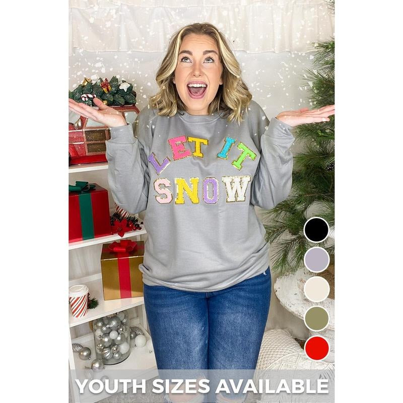 Let it Snow Chenille Sweatshirt T-Shirts, Hoodie | TeeBloomCo.com