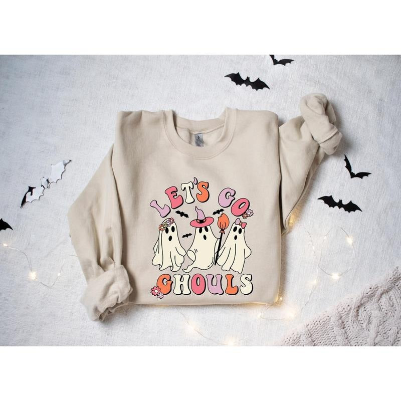 Lets Go Ghouls Sweatshirt Halloween Sweatshirt Ghost Halloween Sweatshirt Funny Ghost Sweater Retro Halloween Sweater...