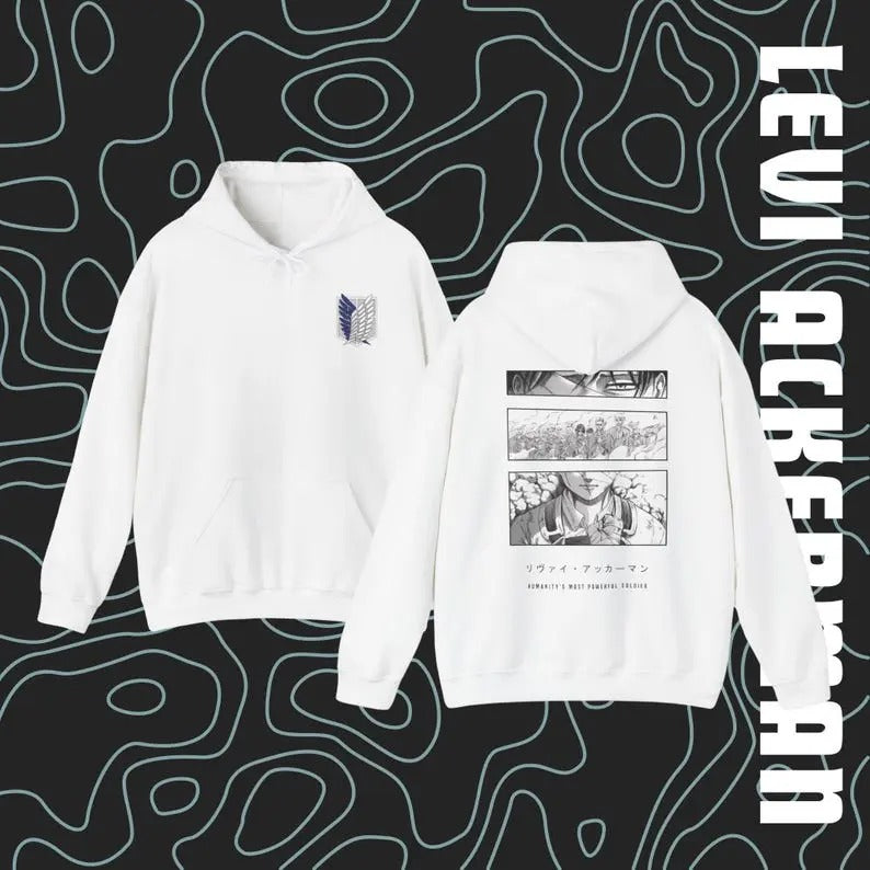 Levi Ackerman Hoodies | Attack On Titan Hooded Sweatshirt Scout Regiment Leader Hoodie Anime Graphic Design Top...