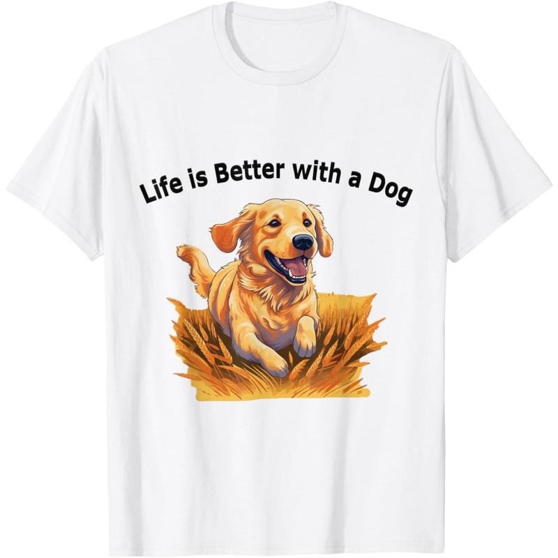 "Life is Better with a Dog" Golden Retriever for Dog Lovers T-Shirt.made in usa Hoodie, Sweatshirt | TeeBloomCo.com