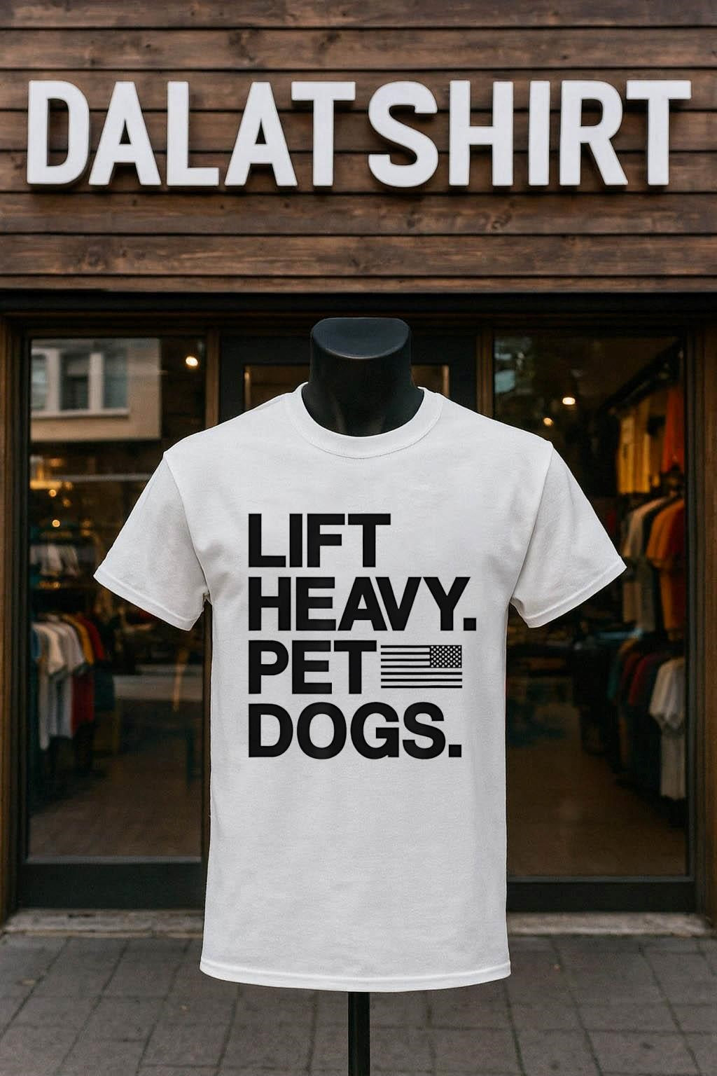 Lift Heavy Pet Dogs American Flag Gym shirt