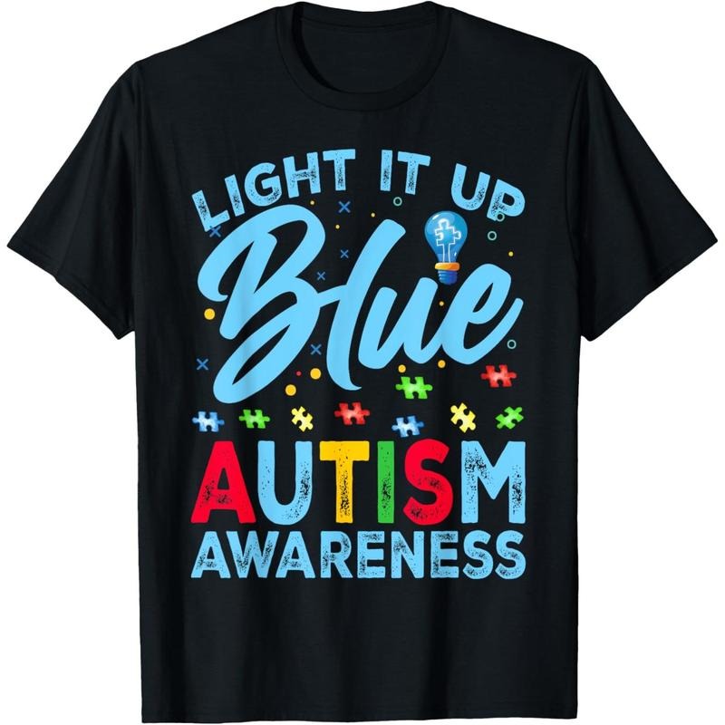 Light It Up Blue Autism Awareness Men Women  T-Shirt Hoodie, Sweatshirt | TeeBloomCo.com