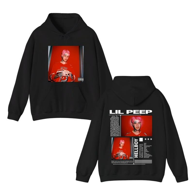 LilPeep Red Album Hoodie, Hellboy Mixtape Graphic Sweatshirt, Rapper Tribute Unisex Hoodie, Hip Hop Fan Gift, Sizes S-3XL...