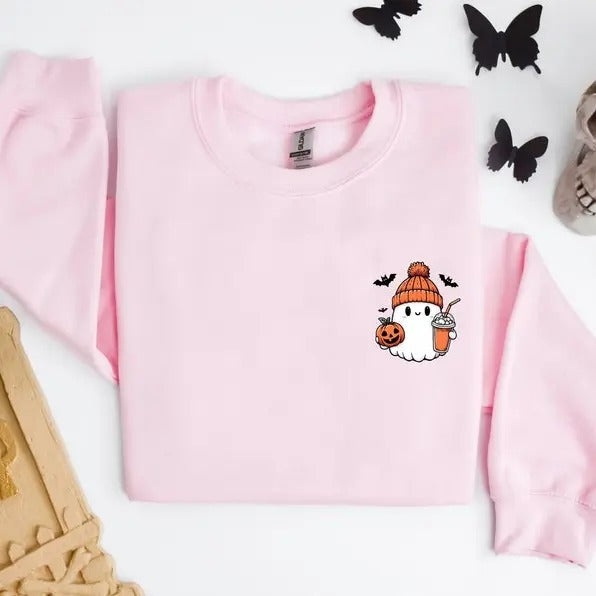 Little Ghost Ice Coffee Shirt, Ghost Sweatshirt, Halloween Tee, Cute Ghost Shirt, Little Ghost Ice Coffee  T-shirt,...