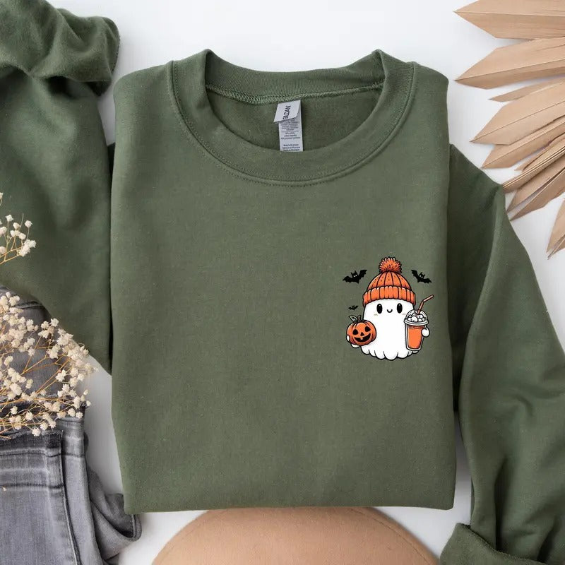 Little Ghost Ice Coffee Shirt, Ghost Sweatshirt, Halloween Tee, Cute Ghost Shirt, Little Ghost Ice Coffee Sweatshirt Hoodie