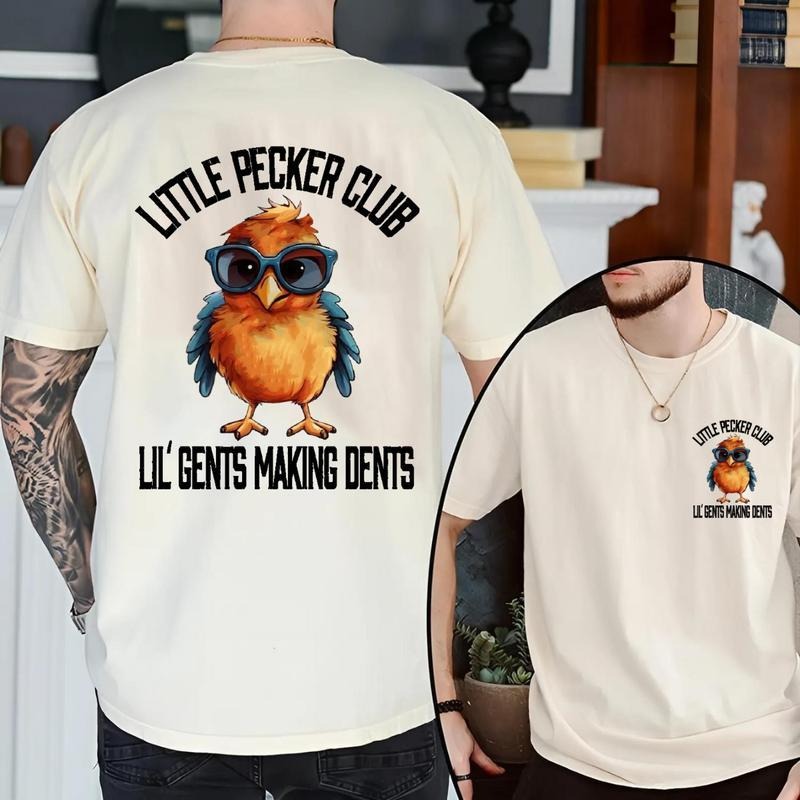 Little Pecker Club Vintage Tee, Men's T-Shirt, Unisex  with Funny Bird, Making Dents Design, Gift for Women Men Hoodie,...