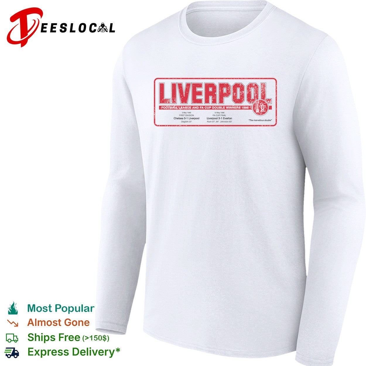 Liverpool Football League and FA Cup Double Winners 1986 The Marvellous Double shirt