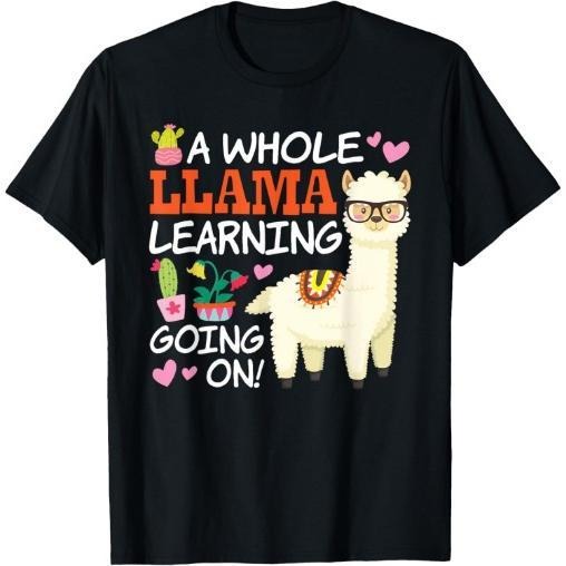 Llama Learning T Shirt Teachers Students Alpaca Lovers Gift T-Shirt Made in USA Hoodie, Sweatshirt | TeeBloomCo.com