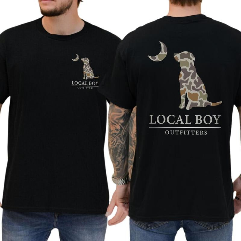 Local Boy Outfitters Camo Dog Shirt Soft Fabric Short Sleeve Shirt Cotton Top Menswear Hoodie, Sweatshirt | TeeBloomCo.com
