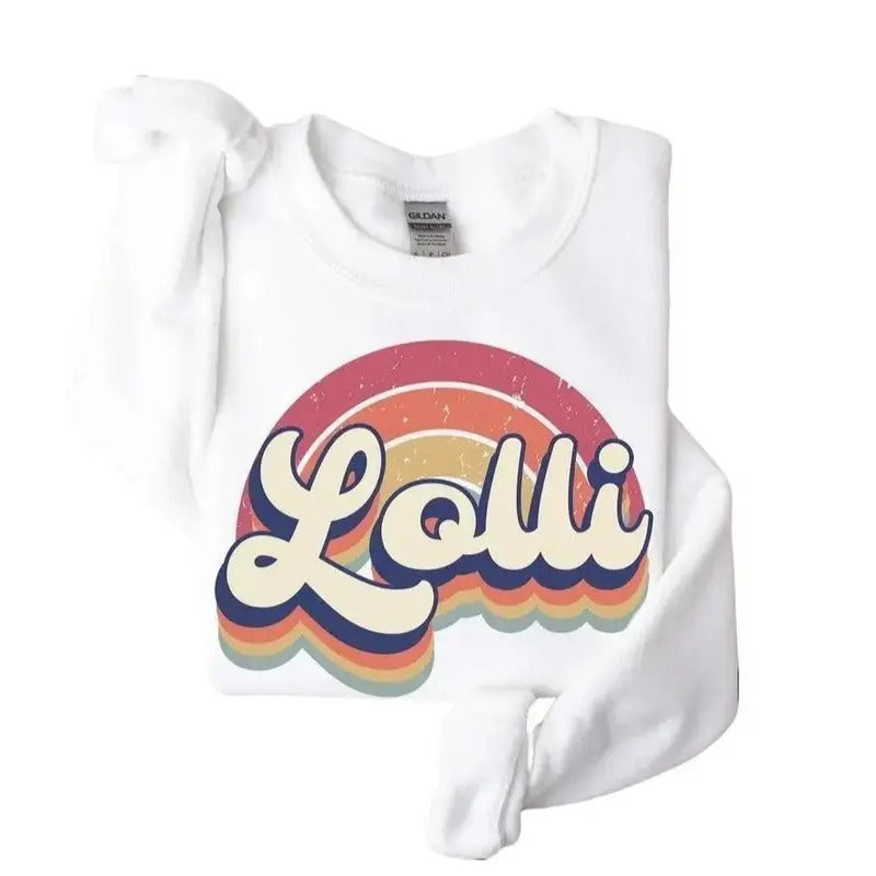 Lolli Retro Rainbow, Lolli Established Shirt, Crewneck Sweatshirt Hoodie, Gift for Grandma