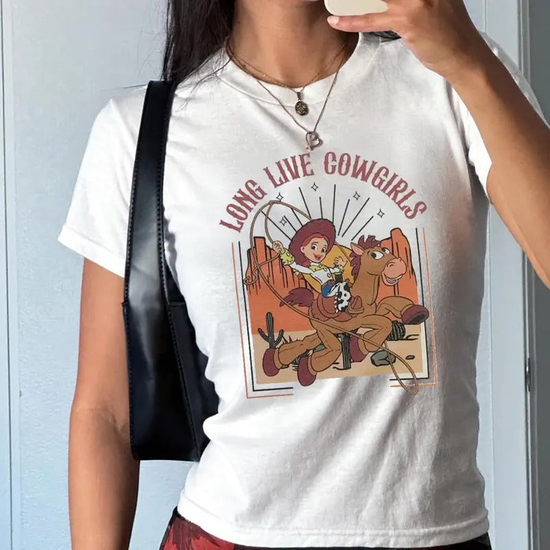 Long Live Cowgirls Baby Tee, Cowgirl Toy Baby Tee, Country Girl Baby Tee, Western Cowgirl Toy T-Shirt, Cartoon Cowgirl...