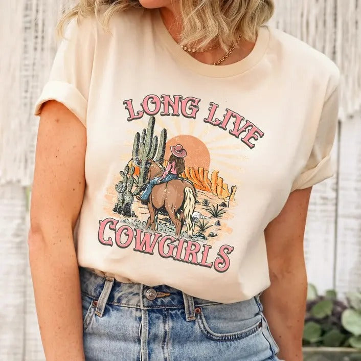 Long Live Cowgirls Tshirt, Western Graphic Tee, Retro Rodeo Shirt, Cowgirl Western Shirt, Country Girl Shirt Top...